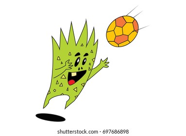 Cute Monster Playing. Vector Illustration. Isolated on white background.