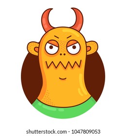 Cute monster portrait colorful vector character illustration in circle