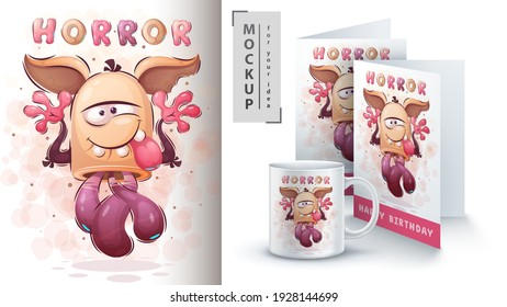 Cute monster - poster and merchandising. Vector eps 10