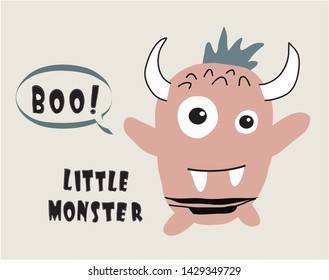 cute monster print .childish vector illustration for kids t shirt,clothes,fabric