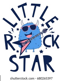 vetor de ilustração monstro estrela do rock pouco.