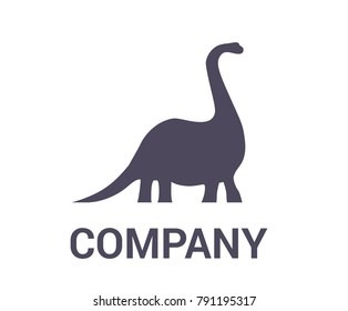 cute monster reptile animal creature prehistoric grey herbivore dino long neck dinosaur logo design concept idea illustration