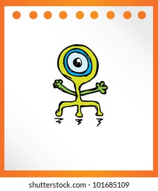 cute monster retro hand drawn - vector illustration