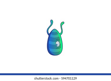 Cute monster Sad. Vector Illustration. Isolated on white background.