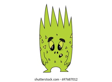 Cute Monster Sad. Vector Illustration. Isolated on white background.