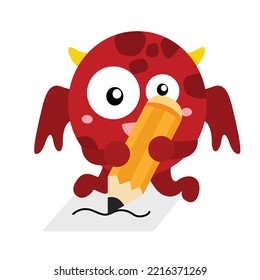 Cute Monster School Illustration Vector Clipart
