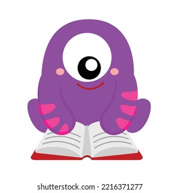 Cute Monster School Illustration Vector Clipart