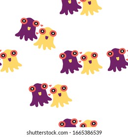 diseño de dibujos animados monstruales sin fisuras y lindos, pasos vectoriales.10