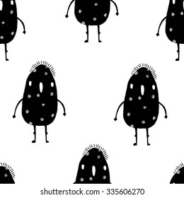 Cute monster seamless pattern. Vector illustration.