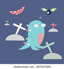 Cute monster seamless pattern.Voctor illustration.