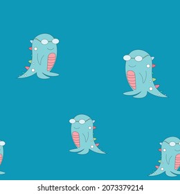 Cute monster seamless pattern.Voctor illustration.