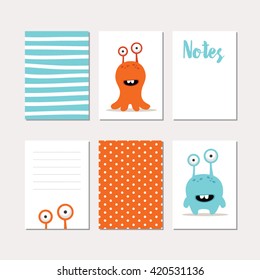 Cute monster set of cards illustrations