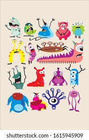 cute monster set collection vector