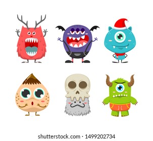 Cute monster set flat illustration