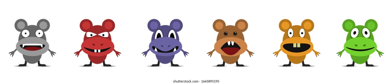 Cute monster set. Funny cartoon monsters, Vector