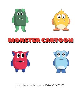 cute monster set illustration colorful funny concept vector 