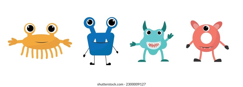 Cute Monster Set. Vector illustration