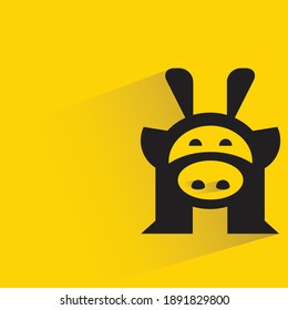 cute monster with shadow on yellow background vector
