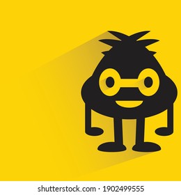 cute monster with shadow on yellow background