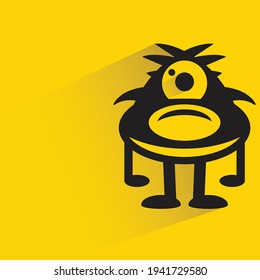 cute monster with shadow on yellow background