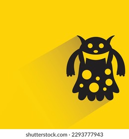 cute monster with shadow on yellow background