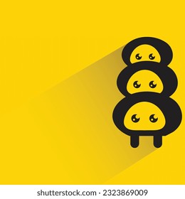 cute monster with shadow on yellow background