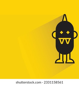 cute monster with shadow on yellow background
