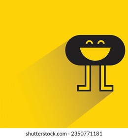 cute monster with shadow on yellow background