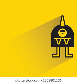 cute monster with shadow on yellow background