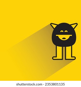 cute monster with shadow on yellow background