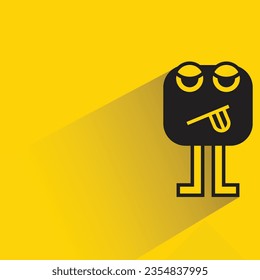monstruo lindo con sombra en el fondo amarillo