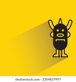cute monster with shadow on yellow background