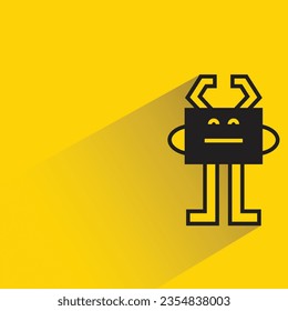 cute monster with shadow on yellow background