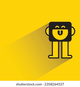 cute monster with shadow on yellow background