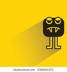 cute monster with shadow on yellow background
