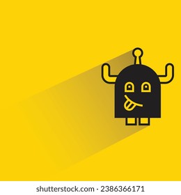 cute monster with shadow on yellow background