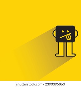 cute monster with shadow on yellow background