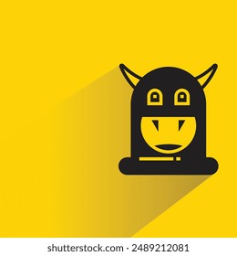 cute monster with shadow on yellow background
