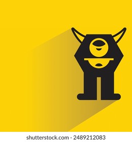 cute monster with shadow on yellow background