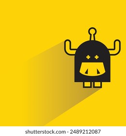 cute monster with shadow on yellow background