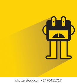 cute monster with shadow on yellow background