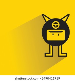 cute monster with shadow on yellow background