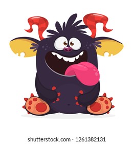 Cute  monster showing tongue. Cartoon illustration. Vector isolated