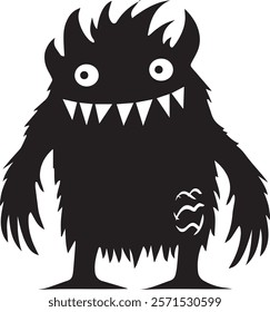 Cute monster silhouette isolated on white background