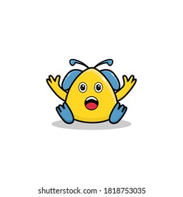 Cute monster Sitting Vector Icon Illustration. Monster Mascot Cartoon Character. Surprised and Raise hands. Flat Cartoon Style Suitable for Web Landing Page, Banner, Flyer, Sticker, Card