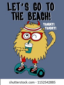 Cute monster skate vector design