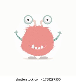 Cute monster smiling. Vector illustration art.