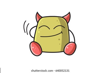 Cute Monster Smiling. Vector Illustration. Isolated on white background.