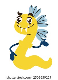 Cute monster snake. Funny Halloween character.