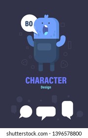 Cute monster and speech bubble . Monster design . Monster vector illustration